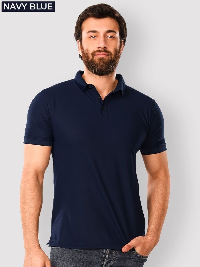 Navy Blue Men Polo T-shirt